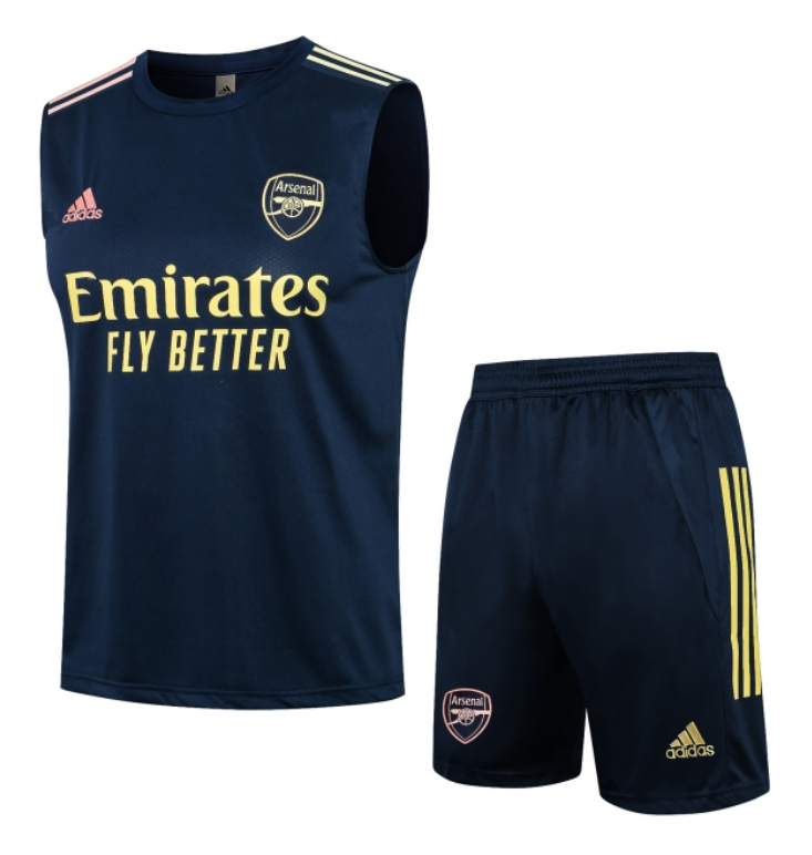 2021/22 Arsenal Navy Training Vest Kits Soccer Shirt with Shorts